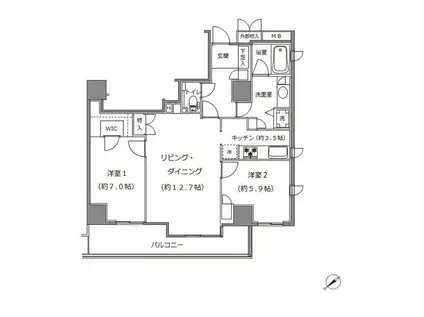 ソプラタワー(2LDK/7階)の間取り写真