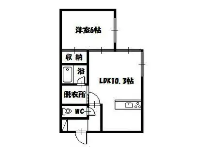 メモリアル東光(1LDK/2階)の間取り写真