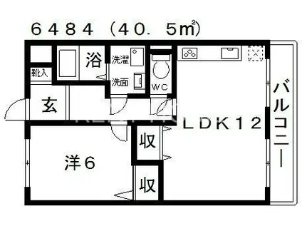 サンパティック陵南の森(1LDK/2階)の間取り写真
