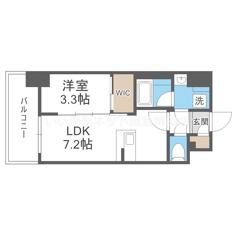 エスリードレジデンス ザ・グラン大阪ノア(1LDK/4階)の間取り写真