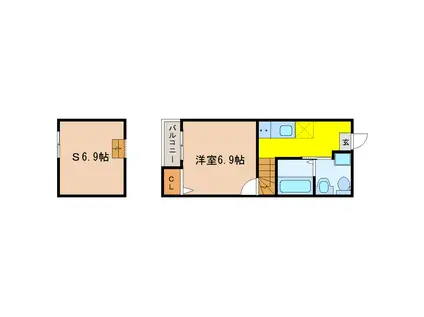 GRAN DE 愛宕橋(1K/1階)の間取り写真