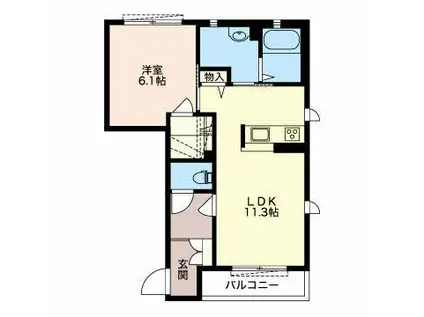 レーベンドルフA(1LDK/1階)の間取り写真