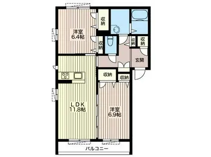モンターニュ(2LDK/3階)の間取り写真