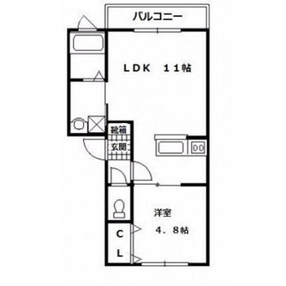 ラピスコート港(1LDK/2階)の間取り写真