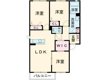 シュトラール B棟(3LDK/2階)の間取り写真