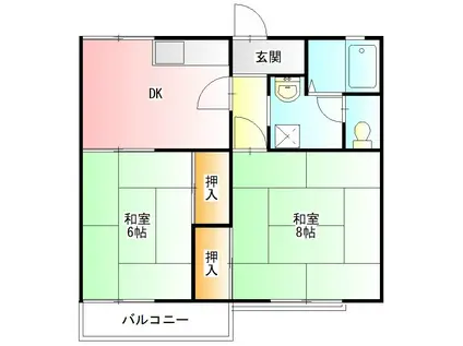 南鴨宮サニーハイツ(2DK/2階)の間取り写真