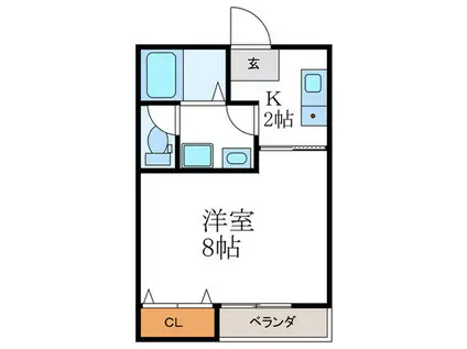 ハウス高台院(1K/2階)の間取り写真