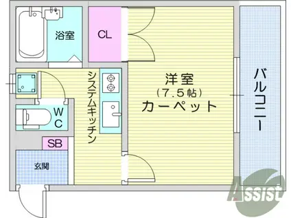 日の出ハイツ(1K/2階)の間取り写真