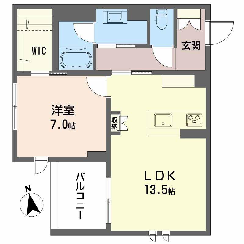 クレアール土樋(1LDK/2階)の間取り写真