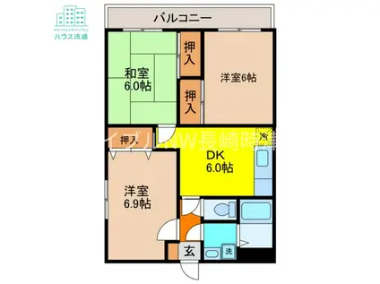 ルミエール小網代(3DK/3階)の間取り写真