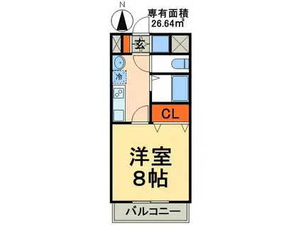 ウィッシュスクエアウエスト(1K/4階)の間取り写真