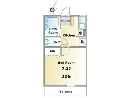 シティハイム アルファ(1K/2階)の間取り写真