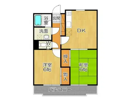 エクシード36(2DK/2階)の間取り写真