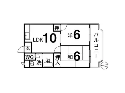 金子マンション(2LDK/3階)の間取り写真