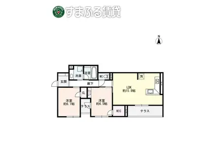 UNO Y SOLO(2LDK/1階)の間取り写真