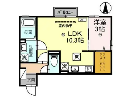 ポワロ II(1LDK/1階)の間取り写真