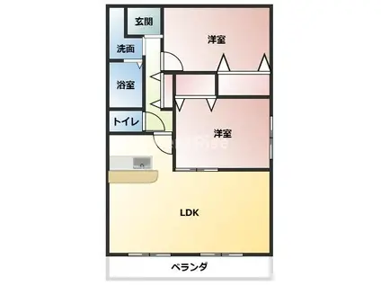 ドゥースファミーユ(2LDK/3階)の間取り写真