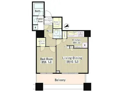 白金タワー(1LDK/8階)の間取り写真