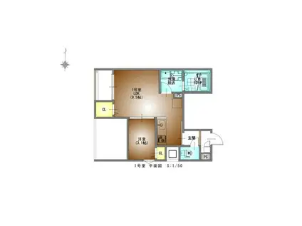 REGALEST鶴里駅前(1LDK/1階)の間取り写真