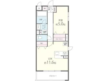 グランシャトー新在家(1LDK/2階)の間取り写真