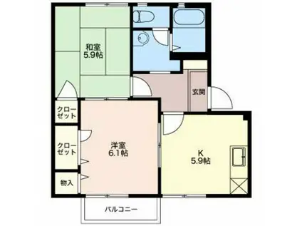 シャルマン(2K/2階)の間取り写真