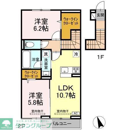 ラルブルボヌ―ル(2LDK/2階)の間取り写真