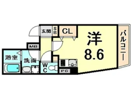 パルクソレイユ立花(ワンルーム/4階)の間取り写真