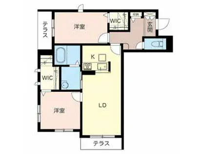 ECRACIE(2LDK/1階)の間取り写真