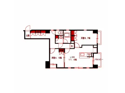 セドル・ブランシュ(2LDK/2階)の間取り写真
