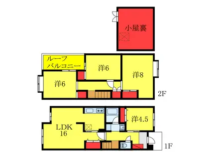 ドミールヤマノウチA(4LDK/1階)の間取り写真