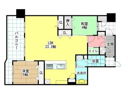 リヴィエール井堀リゾシア(2LDK/4階)の間取り写真