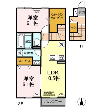ディアス カーサ(2LDK/2階)の間取り写真