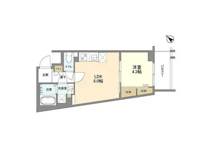 ウェルスクエア中目黒II(1LDK/1階)の間取り写真