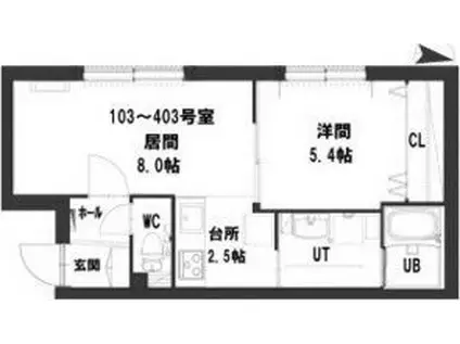 グランメール812(1LDK/1階)の間取り写真
