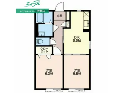 ベルニーニ B(2DK/1階)の間取り写真