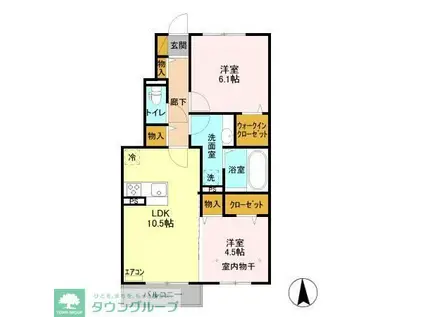 トップXII(2LDK/1階)の間取り写真