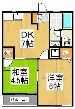 富士コーポ(2DK/2階)の間取り写真