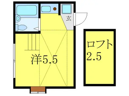 レックスイナミII(ワンルーム/2階)の間取り写真