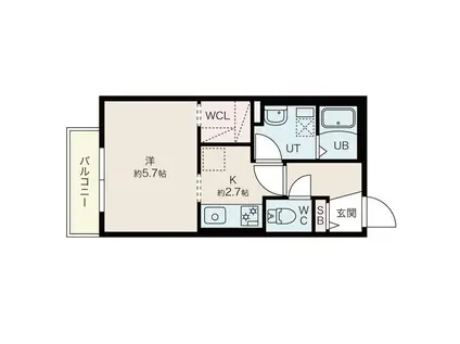 トレサイーユ福住(1K/3階)の間取り写真