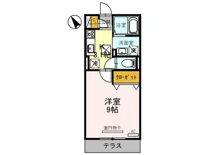 グラセフル(1K/1階)の間取り写真
