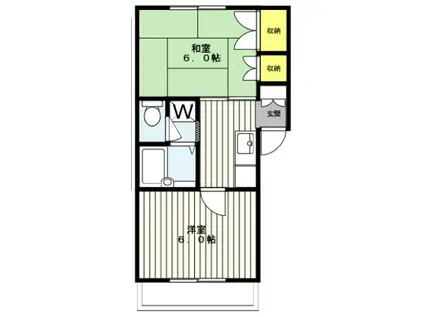 パークサイド伊藤(2K/1階)の間取り写真