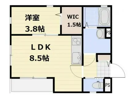 リチア東風(1LDK/3階)の間取り写真