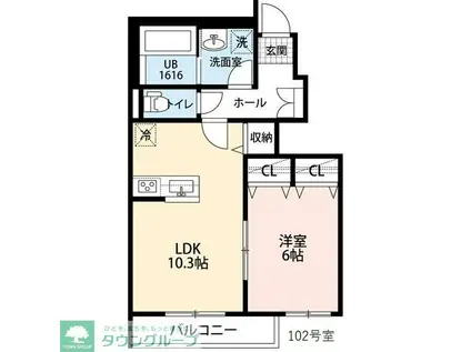 コントレイルII(1LDK/1階)の間取り写真