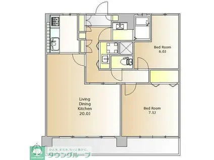 高輪ハイツ(2LDK/2階)の間取り写真