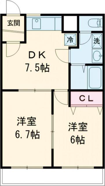 NI-CHE(2DK/3階)の間取り写真