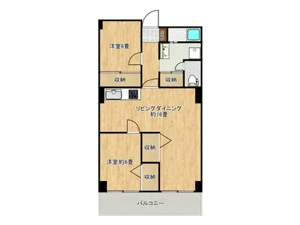 うえほんまちハイハイタウン(2LDK/9階)の間取り写真