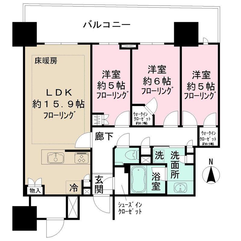 幕張ベイパーク ライズゲートタワー(3LDK/3階)の間取り写真