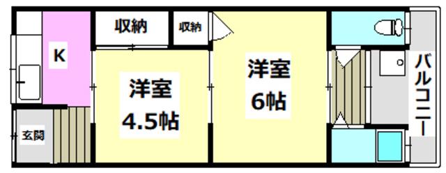 久角文化B(2K/1階)の間取り写真