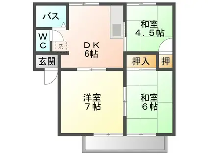 スカイビル春里(3DK/1階)の間取り写真