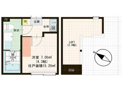 グラシア金町(1K/2階)の間取り写真